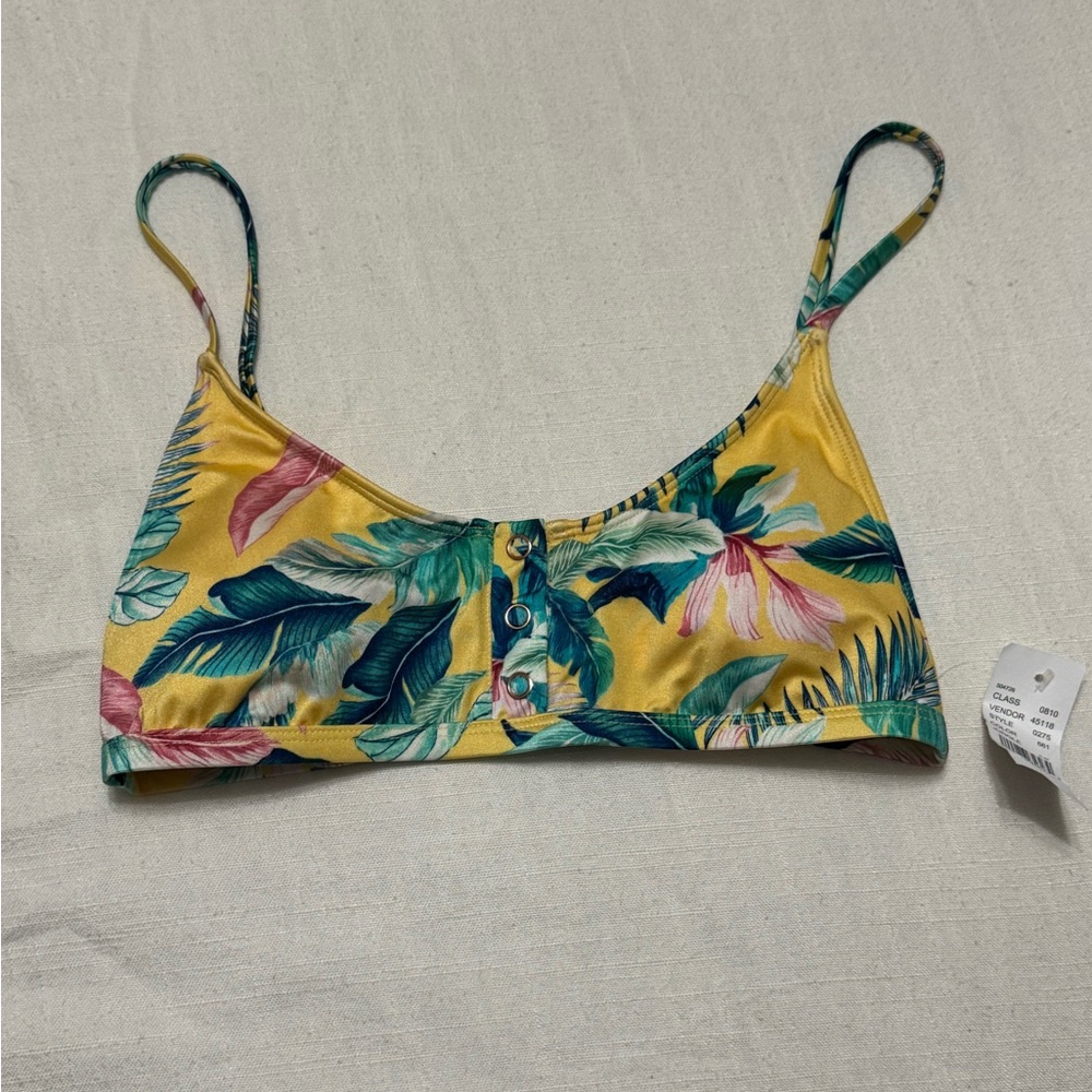 PacSun Yellow Tropical Print Bikini Top